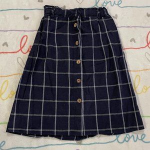 Blue White A-Line Plaid School Girl High Waist Skirt Womans sz S Small
